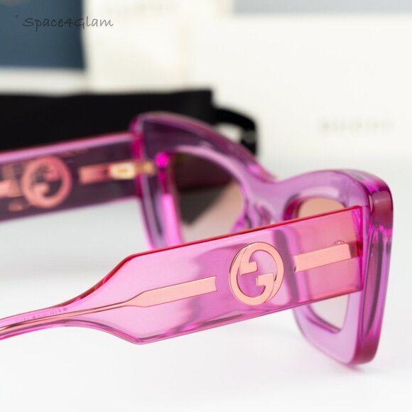 Gucci Women Sunglasses Trans Pink Orange Violet Grad Butterfly GG1552S 003 NEW - Picture 5 of 12